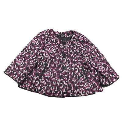 Elementz Jacket Womens Small Black Purple Floral Lined Button Up Blazer - Image 1 of 4