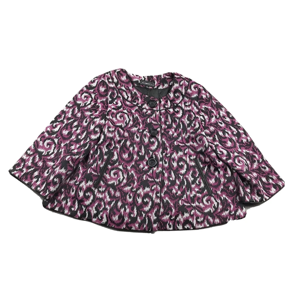 Elementz Jacket Womens Small Black Purple Floral Lined Button Up Blazer - Image 1 of 4