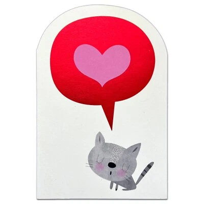 Милый День Святого Валентина карта, МУРЛЫКАНЬЕ-fect Cat мяу любовь сердце на Hallmark + конверт - Изображение 1 из 4
