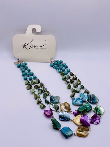 VETEMENTS Collana Kim Rogers Multi Colore Pastello Perline Triplo Filo 16” Nuova