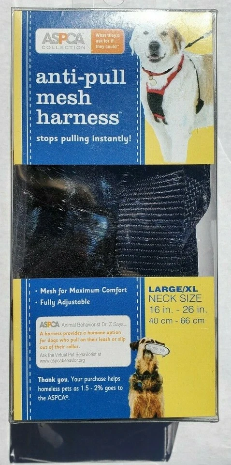 ASPCA Anti-Pull Adjustable Mesh Harness Stops Pulling Instantly - L/XL - Black - Image 1 of 3