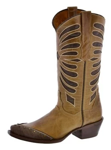 Womens Light Brown Western Boots Cowgirl Cowboy Botas Mujer Vaquera Size 6, 7, 9 - Picture 1 of 5