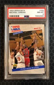 ๐ Upper Deck Basketball 1993 #193 - Michael Jordan - PSA 8 NM-MT - Bulls ๐ - Foto 1 di 2