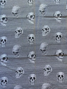 ALEXANDER HENRY FABRIC 2016~De Leon Design~BETWEEN LINES~Black White Skulls~ - Picture 1 of 4