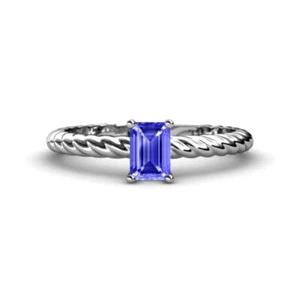 Emerald Cut Tanzanite Solitaire Rope Engagement Ring 1 ctw 14K Gold JP:245342 - Picture 1 of 16