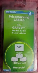 Monarch Pricemarking Labels Fits Garvey Model 22-88 2 Line Labeler 3 Rolls New