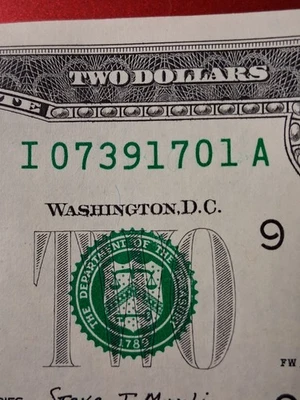 Pack of 100 Consecutive Year Note Fancy Serial Number $2 Dollars Bills 1701-1800 - Image 1 of 4