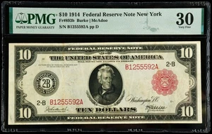 Fr#893b 1914 $10 US Red Seal Federal Reserve Large Note PMG 30 VF - Picture 1 of 2