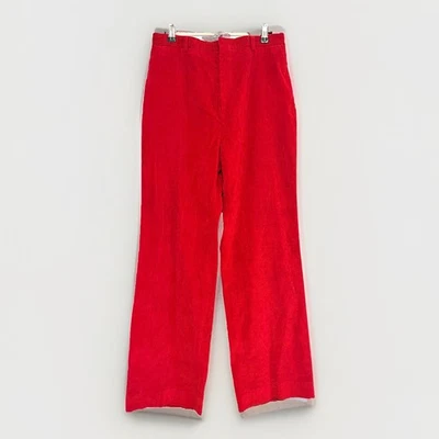 Vintage 70’s Bright Red Corduroy Pants Lady Thompson Size 9/10 30” Waist - Imagem 1 de 4