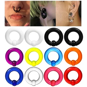 1 Paar große Acryl Captive Perlen Ringe schwarz BCR Septum Ring Ohr Piercing - Bild 1 von 16