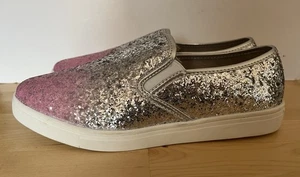 JD WILLIAMS Women’s Flat Shoes Size UK 7 EEE sparkly pink silver - Picture 1 of 4