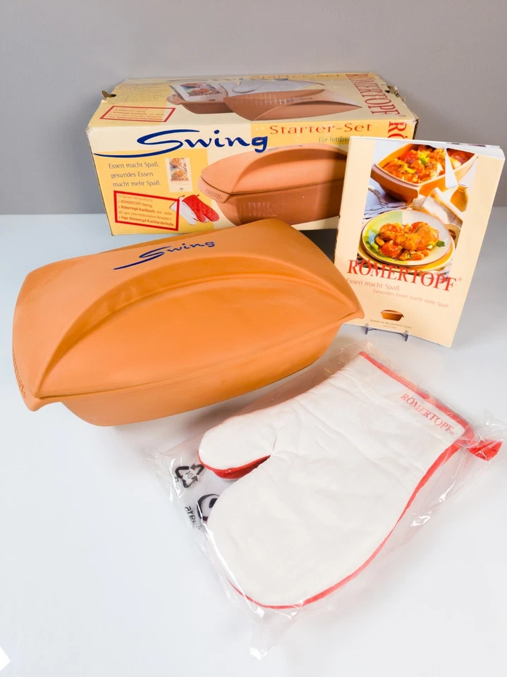 Römertopf® Swing Starter 3L Bräter NEU OVP mit Kochbuch & Handschuhen Vintage - Bild 1 von 4