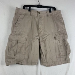 LEVI'S STRAUSS Men's Beige Khaik Solid Pockets Cargo Cotton Casual Shorts Sz 36 - Picture 1 of 22