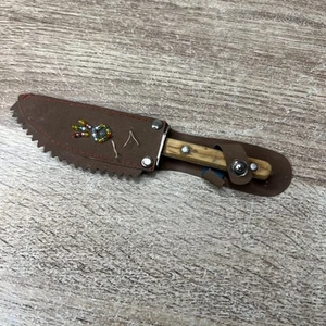 Miniature Hunting Knife With Vinyl Beaded Sheath, Taiwan - Picture 1 of 8