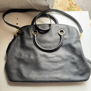 Gold Pfeil Black Leather Bag Made In Germany - Picture 1 of 4
