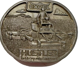 VTG 1984 Pewter Belt Buckle Hustler Turf Grounds Mower Great Gift Idea - Picture 1 of 10
