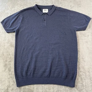 William Rast Polo Shirt Mens Large Blue Knit Textured Short Sleeve Casual Luxury - Picture 1 of 10