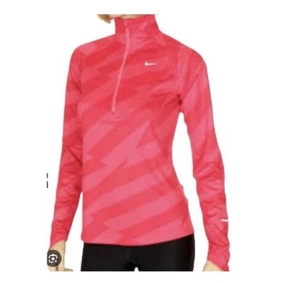 Nike Women’s Half Zip Running Large 1/4 Zip Dri Fit Pink Stripe Pullover - Image 1 of 4