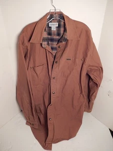 Carhartt S296 Flannel Lined Canvas Men's Shirt Jacket Brown Large Heavy Snap - Picture 1 of 4