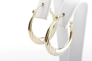 Creolen Ohrringe 333 8K Bicolor Gold Länge 2,2 cm Top . - Bild 1 von 7