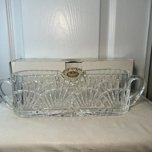 Shannon Crystal 24% Lead Crystal Cutlery Holder Serving Tray With Handles - Picture 1 of 9