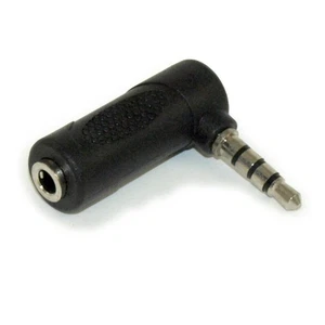 3.5mm 4 Conductor TRRS Right Angle Adapter  Male/Female Stereo/Mic - Picture 1 of 2
