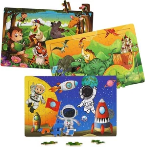 Wooden Puzzles Toys for Kids Ages 4-6, Set of 3 Packs with 60-Piece Wood... - Picture 1 of 7