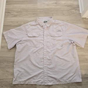 Habit Orange Plaid Short Sleeve Button Vented Caped Fishing Shirt Mens 3XL - Picture 1 of 10