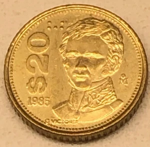 MEXICAN METALIC COIN $20 PESOS 1985 GUADALUPE VICTORIA - Picture 1 of 2
