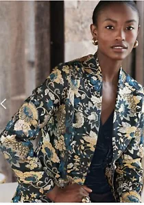 Soft Surroundings Viola Jacquard Jacke Party Gold Schwarz Large Neu mit Etikett - Bild 1 von 4