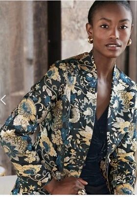 Soft Surroundings Viola Jacquard Jacket Party Gold Black Medium NWT - Image 1 of 4