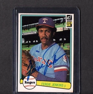 1982 SCHEDA VINTAGE DONRUSS FIRMATA IP AUTO FERGIE JENKINS TEXAS RANGERS OTTIMA - Foto 1 di 2