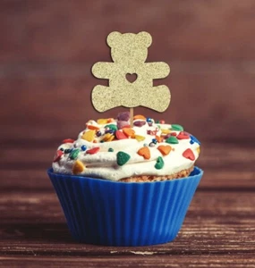 Oso de peluche Cupcake Toppers Baby Shower Fiesta Decoraciones Pastel Topper Niño Niña - Imagen 1 de 9