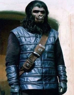 Handmade Planet of the Apes Gorilla Soldier Costume Black Leather Cosplay Vest - Image 1 of 4
