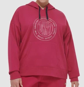 Dkny Sport Women's Red Metallic-Logo Long-Sleeve Hoodie Sweater Plus Size 1X - Picture 1 of 1