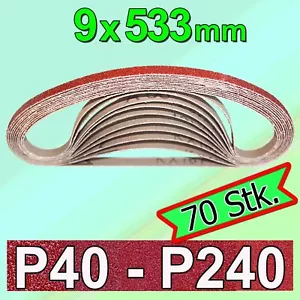 70x Schleifbänder 9x533mm P40-P240 für Bandschleifer Gewebe Schleifpapier MIX - Bild 1 von 1