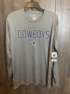Camisa deportiva 100 % poliéster azul manga larga grande Dallas Cowboys adulto nueva con etiquetas - Imagen 1 de 6