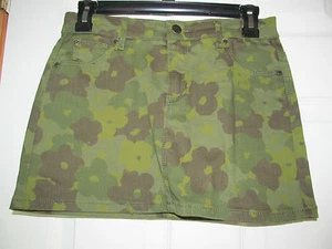 NWT Girls JOE FRESH GREEN FLORAL CAMO colored Jean SKIRT Size 14, Adj. Waist - Picture 1 of 6