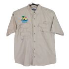Outdoor By Hilton Men's Fishing Shirt Size L Beige Short Sleeved Vented 