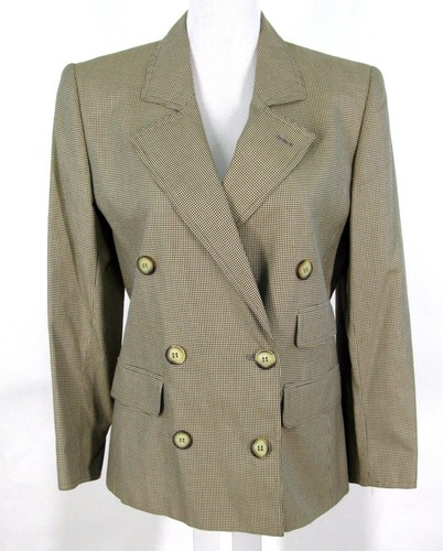 Blazer Valentino Miss V taglia 40 6 marrone a scacchi cotone doppio seno Italia