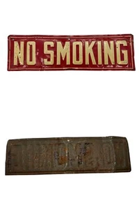 Vintage No Smoking Metal Sign Red And Yellow 14x4 Inch - Picture 1 of 3