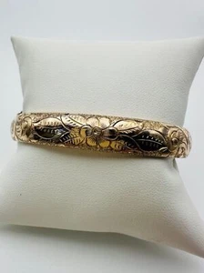Vintage gold filled floral hinged bangle bracelet - Picture 1 of 6
