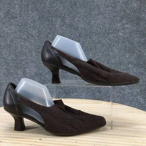 Coldwater Creek Shoes Womens 8 M Casual Slip On Loafer Pumps Brown Fabric Heels - Picture 1 of 19