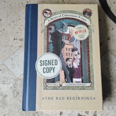 Lemony Snicket SIGNED 1999 The Bad Beginning Dark Comedy HC Nexflix - Image 1 of 4