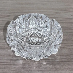 Vintage Brilliant Cut Leaded Crystal Glass Cigarette Ashtray Flower Heavy - Picture 1 of 5