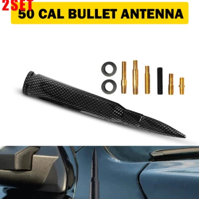 Juego 2 ANTENAS BALA 50 CAL PARA FORD, DODGE Y RAM F150 F250 F350 ANTENA CARBONO F Foto 1 de 4