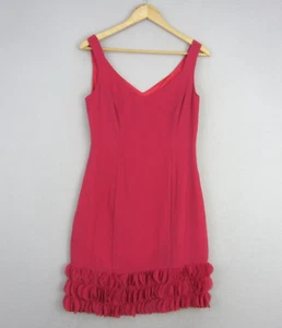 Review Dress Womens 10 Pink Straight Sheath Ruffle Frill Cocktail Event Party - Picture 1 of 16