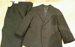 Boys Black striped suit, pants, jacket, size 4T Van Heusen, Communion, Holiday - Picture 1 of 3