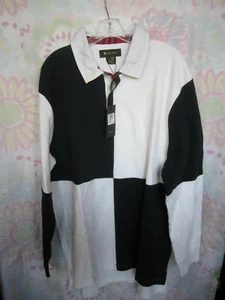 NWT BeSpoke men's rugby shirt navy white long sleeve colorblock cotton $42 - Picture 1 of 12