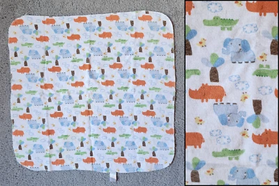 Carters Watch the Wear Cotton Flannel Baby Receiving Blanket Zoo Animals 26"x24" - Image 1 of 4